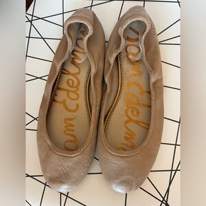 Sam Edelman Fritz leather ballet flats nude sz 10 Guc